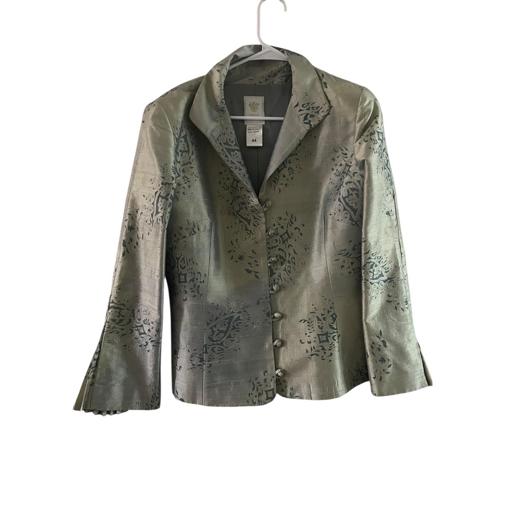 Paule Vasseur Green Silk Blazer Sz 44 | Luxury Designer Tailored Jacket